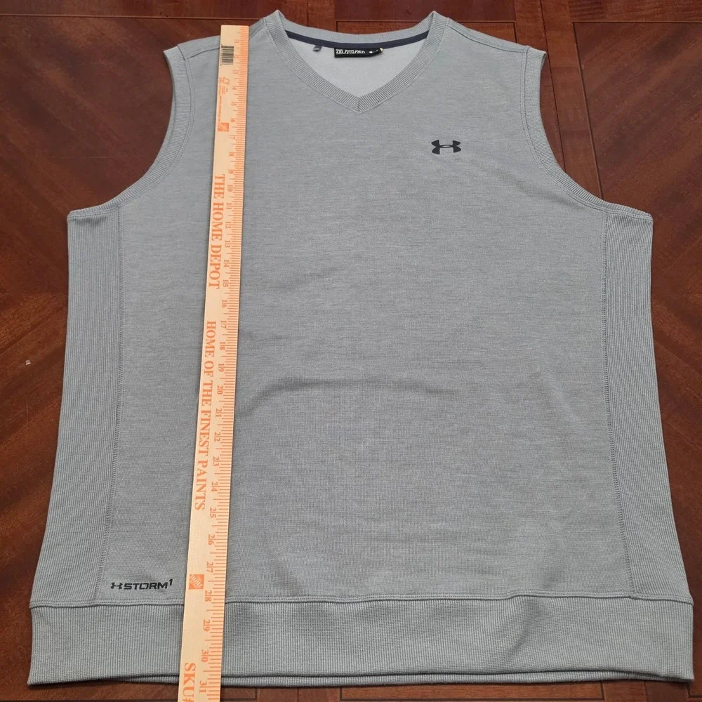 Under Armour Sweater Vest Mens 2XL Gray Storm1 V-Neck Sleeveless Golf Pullover